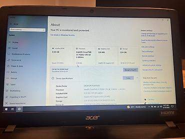 Acer: 🖥 SİSTEM KOMPONENTLƏRİ: CPU: Intel Core i3-7020U — 7-ci nəsil, 2.30 — 1