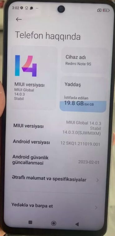 redmi note 9s 64gb qiymeti: Xiaomi Redmi Note 9S, 128 GB, rəng - Mavi, 
 Barmaq izi