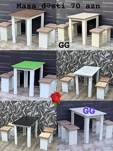 Masalar və oturacaqlar: Mətbəx üçün, Yeni, Açılmayan, Dördbucaq masa, 4 stul — 1
