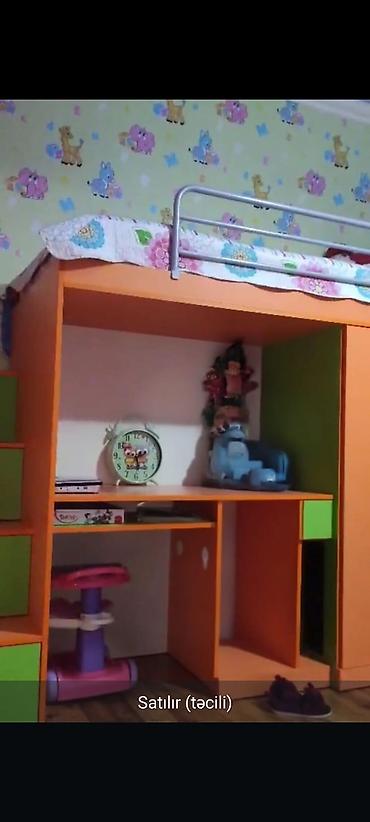 berde mebel: Uşaq otağı üçün çoxfunksiyalı 2 mərtəbəli dəst: - Üstdə tək nəfərlik — 2