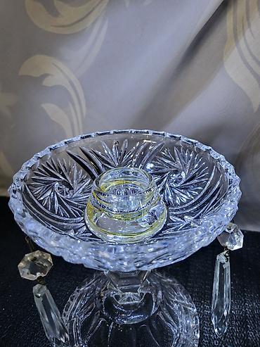 dormeo podloga: Svecnjak nov Bohemija kristal,led kristal,rucni rad 70te. Nov — 4