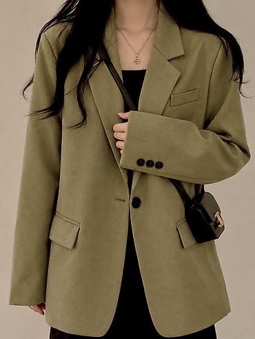oversize: Женский удлинённый пиджак в стиле oversize, цвет оливково‑хаки. С — 1