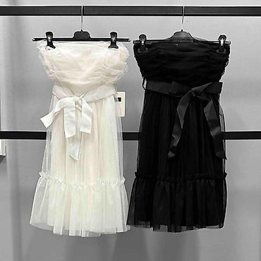goth: Elegantna mini haljina bez bretela od tila Dostupna u beloj i crnoj — 2