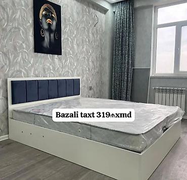 Bazalı taxt - Rəng: ağ gövdə, tünd mavi yumşaq başlıq panelləri - lalafo.az -da Bazalı taxt - Rəng: ağ gövdə, tünd mavi yumşaq başlıq panelləri -