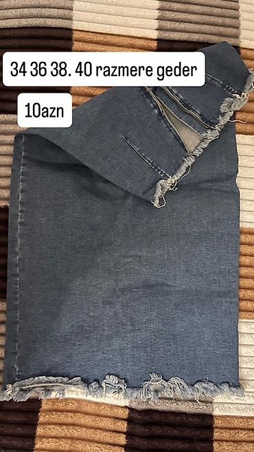 toy paltarları modelleri: Denim ətək - Material: klassik mavi cins (jeans) - Dizayn: düz kəsim — 1