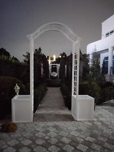 Digər bağ, çöl mebeli: Bağ üçün dekorativ ağ taxta trellis qövs - Material: ağ rəngdə — 7