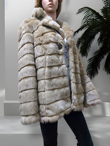 vestacke siske: 4XL (EU 48), With lining, Faux fur, color - Beige