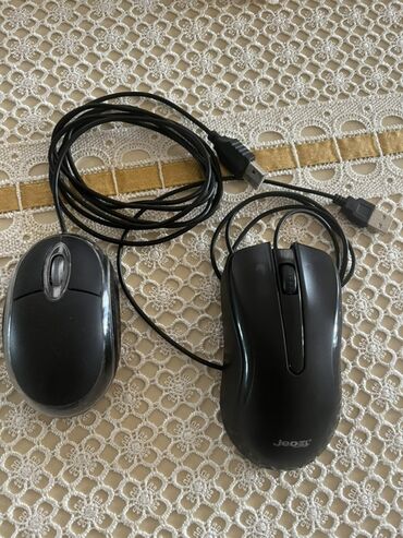Mauslar: İki ədəd qara rəngli, USB kabel ilə kompüterə qoşulan optik siçan. Bir