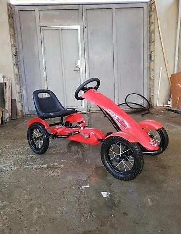 masın oyunları: Uşaq üçün pedallı qart (go-kart) – qırmızı rəngli, 4 təkərli — 3