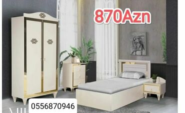 Yataq otağı dəstləri: İkinəfərlik çarpayı, Dolab, Termo, 2 tumba, Azərbaycan, Yeni — 4