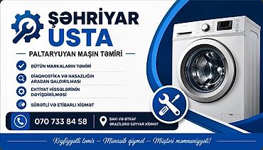 kondisoner temiri: Şəhriyar Usta – Paltaryuyan maşın təmiri - Bütün markaların təmiri - — 1