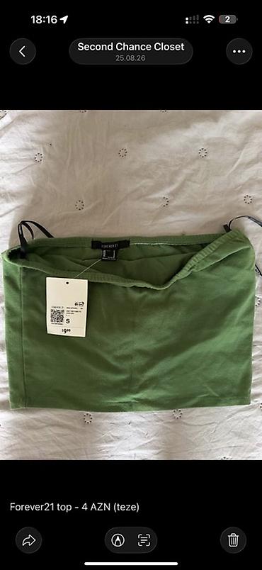 forever keys: Brend: Forever 21 Məhsul: Qısa top (tube top) Rəng: Yaşıl Ölçü: S — 1