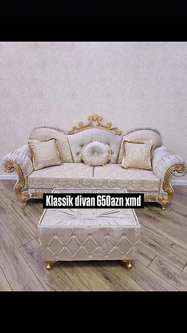 di̇van: Klassik üslubda divan dəsti - Rəng: açıq krem/bej tonları, qızılı — 1