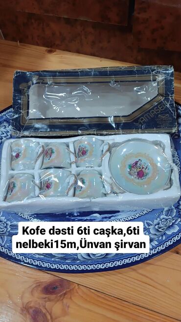 su cənləri satışı: Qəhvə dəsti, rəng - Ağ, Farfor, 6 nəfərlik, Türkiyə