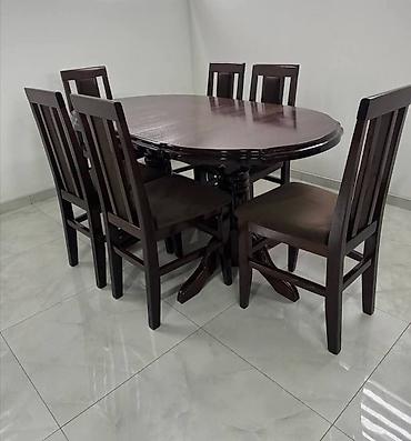 Setovi stolova i stolica: Trpezarijski set – sto sa 6 stolica - Materijal: puno drvo u tamnoj — 1