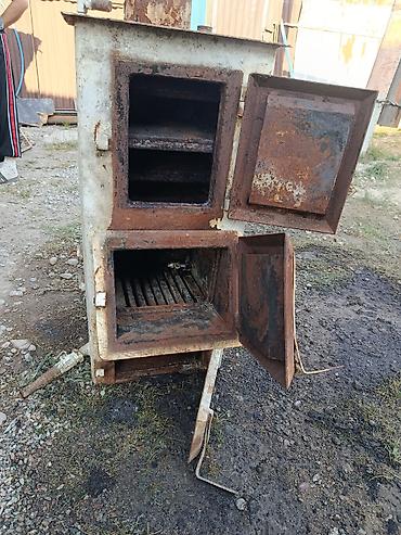 бочка для уличного душа: Металлическая дровяная печь с водяным контуром (самодельная) — 1