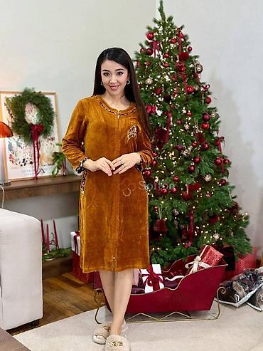 Халаты: Домашнее платье-халат Softon - Материал: мягкий велюр, приятный к — 7