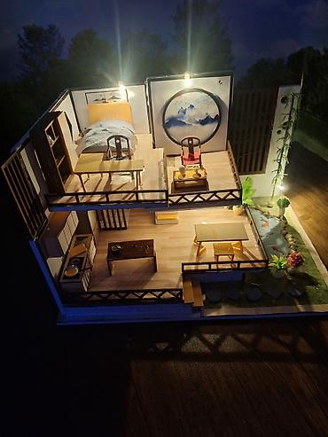 diorama: Maket ev dekorasiya – iki mərtəbəli Yapon üslubunda diorama 17x30x17 — 3