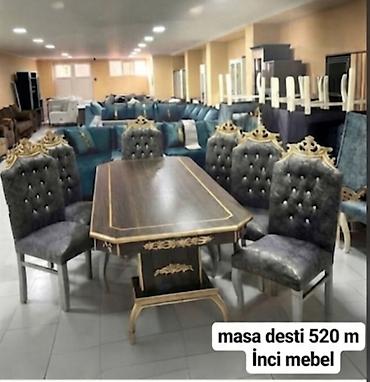 l masalar: Qonaq otağı üçün, Yeni, Açılan, Dördbucaq masa, 6 stul — 8