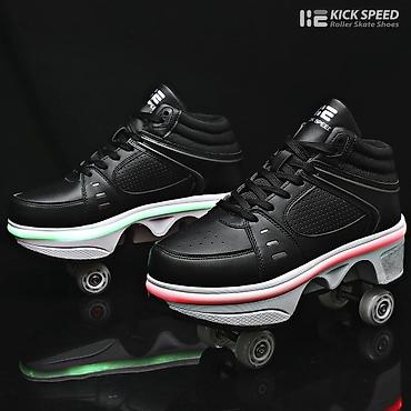 роликовые кеды: Продам Kick Speed Top Black High LED.  Высокие кроссовки ролики 2 в 1 — 4