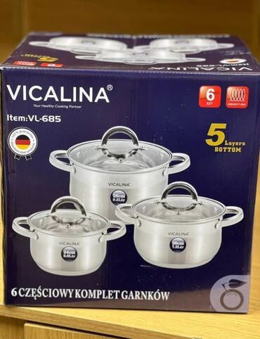 набор посуды с каменным покрытием vicalina: Набор кастрюль VICALINA VL-685 — 6 предметов - Материал: нержавеющая