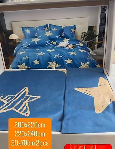 bed: Posteljina set – plava sa motivom zvezda - Dizajn: intenzivno plava — 1