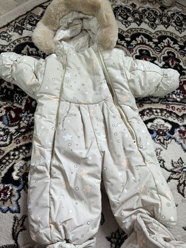 теплая зимняя кофта: Теплый детский зимний комбинезон - Цвет: кремовый/молочный с принтом