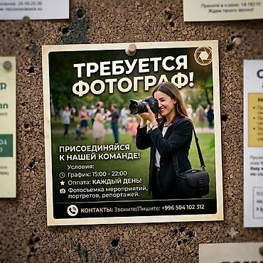 Вакансии: Фотограф, видеооператор — 1