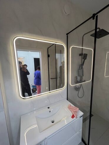 зеркало для ванны: Зеркало с LED-подсветкой для ванной - Форма: прямоугольное с