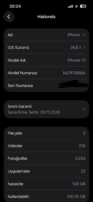barter telfon: IPhone 13, 128 GB, Midnight, Zəmanət, Face ID, Sənədlərlə — 3