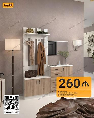 Dolablar: Dəhliz dolabı dəsti – LA MINI - Komplekt: asılqanlı panel, üst rəf — 1