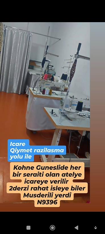 köhne: İcarəyə tikiş atelyesi – Köhnə Günəşli - Tam təchizatlı iş yeri: JAKI — 1