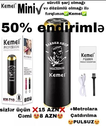 wahl qiymeti: Kemei Mini •Kemei KM-710 mini maşınka✅️ •Sürətli şarj olma✅️ •1 gün