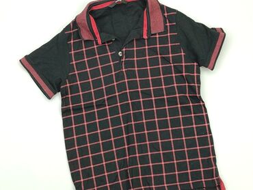 spodnie w kratę i czarna koszula: Koszulka, 10 lat, 134-140 cm, stan - Bardzo dobry