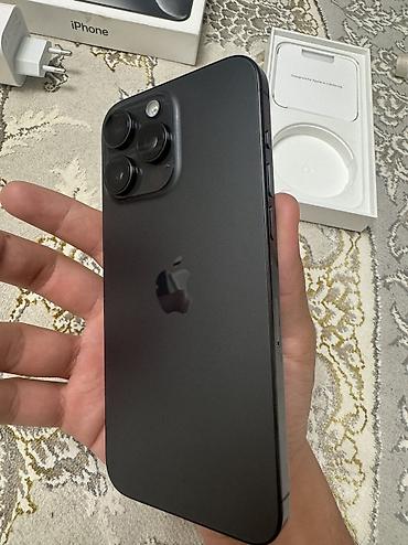 электрический машина: IPhone 15 Pro Max, Б/у, 256 ГБ, Black Titanium, Зарядное устройство, Защитное стекло, Чехол, 94 % — 5