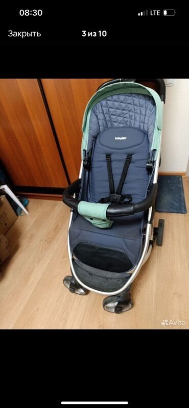 Коляски: Коляска, цвет - Голубой, Б/у — 2