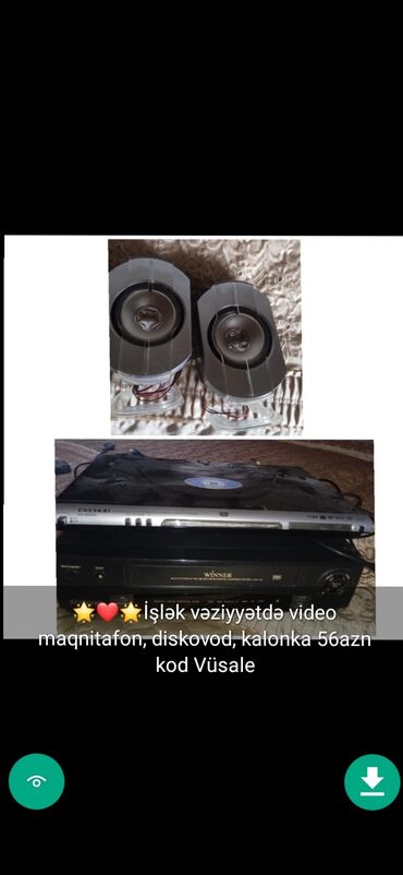 Minidisk və disk pleyerlər: AUDiO VİDİO disk ve kaset player şekilde Qiymət melumat qeyd olunub