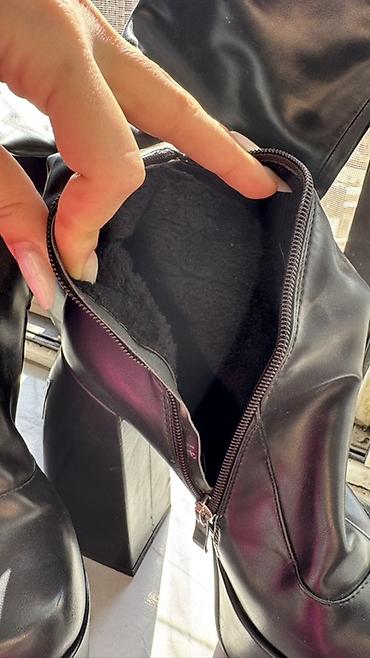 Çəkmələr: Platformalı çəkmələr - Rəng: qara - Material: hamar eko‑dəri — 5