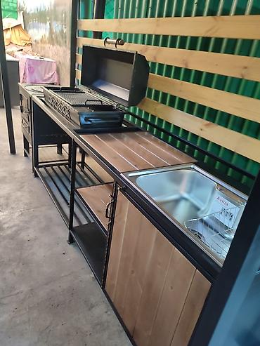 silver kitchen: Металлический кухонный модуль в индустриальном стиле с мойкой - — 8