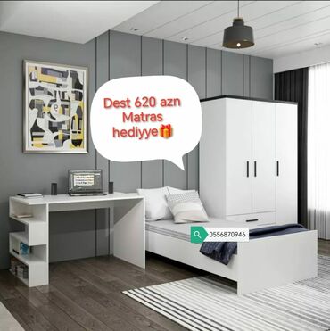 Yataq otağı dəstləri: İkinəfərlik çarpayı, Dolab, Termo, 2 tumba, Azərbaycan, Yeni — 14