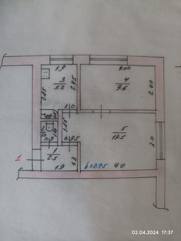 квартира старый талчок: 2 бөлмө, 32 кв. м, Жеке план, 1 кабат, Косметикалык ремонт