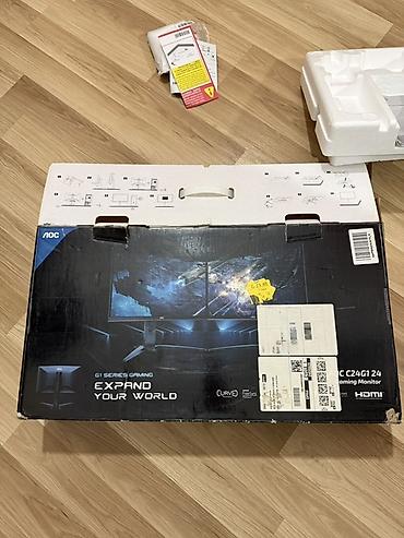 Monitorlar: AOC C24G1 24" Gaming Monitor curved. Ekran qirigdi, teze alinib 2 ay — 4