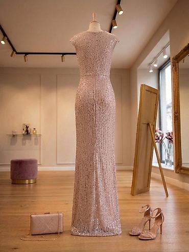 haljina za bal: Elegantna duga večernja haljina u boji šampanjca/rose gold, potpuno — 3