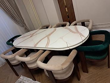 Qonaq otağı üçün, Yeni, Açılmayan, Oval masa, 8 stul