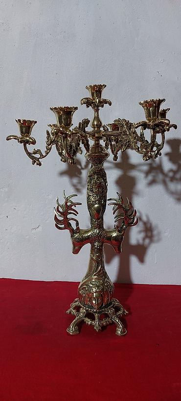 tort ucun şamlar: Şamdan 7 gözlü, materialı: bronza, hündürlüyü 50cm — 1