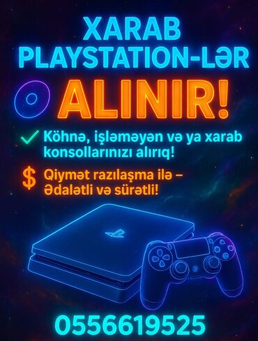 PS4 (Sony Playstation 4): Xarab PlayStation-lər alınır! - Köhnə, işləməyən və ya nasaz