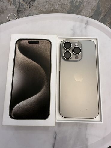 Apple iPhone: IPhone 15 Pro, Б/у, 512 ГБ, Natural Titanium, Коробка, 89 %