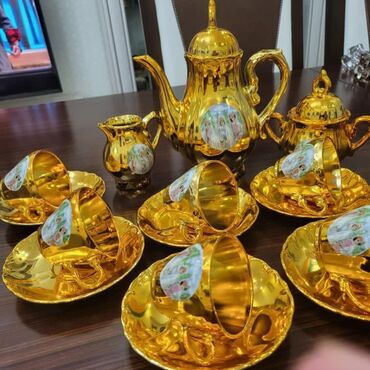 раздвижные двери в баку: Qəhvə dəsti, rəng - Qızılı, 6 nəfərlik, Yaponiya