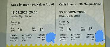 rafet el roman konsert: Cabir İmanov – 50. Xalqın Artisti konsertinə 2 bilet - Tədbir: Cabir — 1