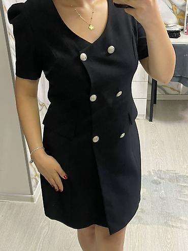 penceler: Qara rəngli, qısa ölçülü, pencək-kleid (blazer dress) model qadın — 4
